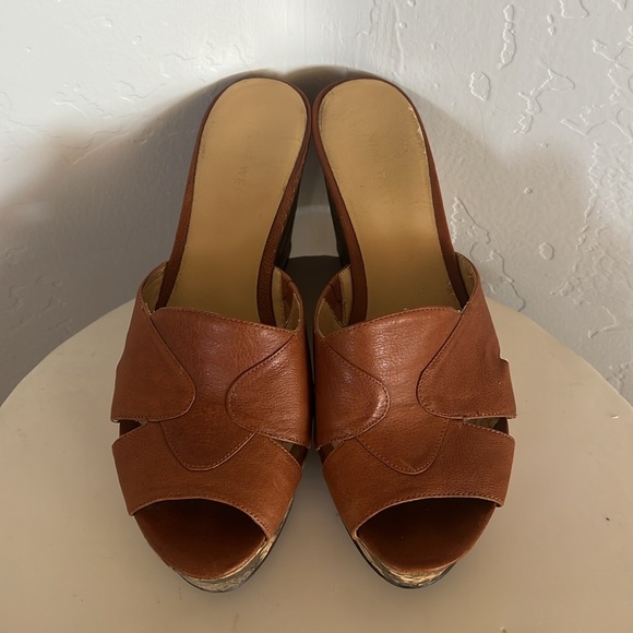 Nine West brown leather platform sandals- Sz 8M. - Picture 3 of 10